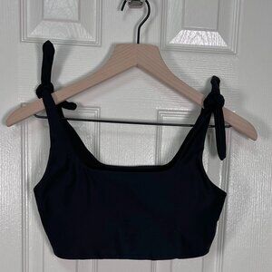 Old Navy Light Support PowerSoft Tie Strap Sports Bra Black Size M